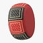 Pouf in pelle marocchina nero rosso