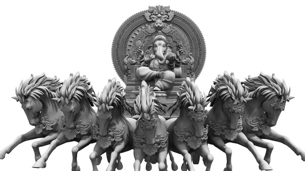 3D god ganesha horse sitting model