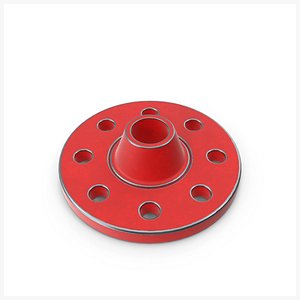 Round Flange Steel Painted Red V6 PBR 3D model