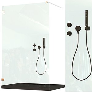 3D Shower cabin Essenza Pro Gold Walk-in