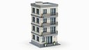Cartoonish Apartment Building Low Poly 3D Model 04