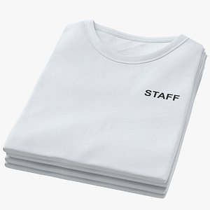 3D Female Crew Neck Folded Stacked White Staff 02
