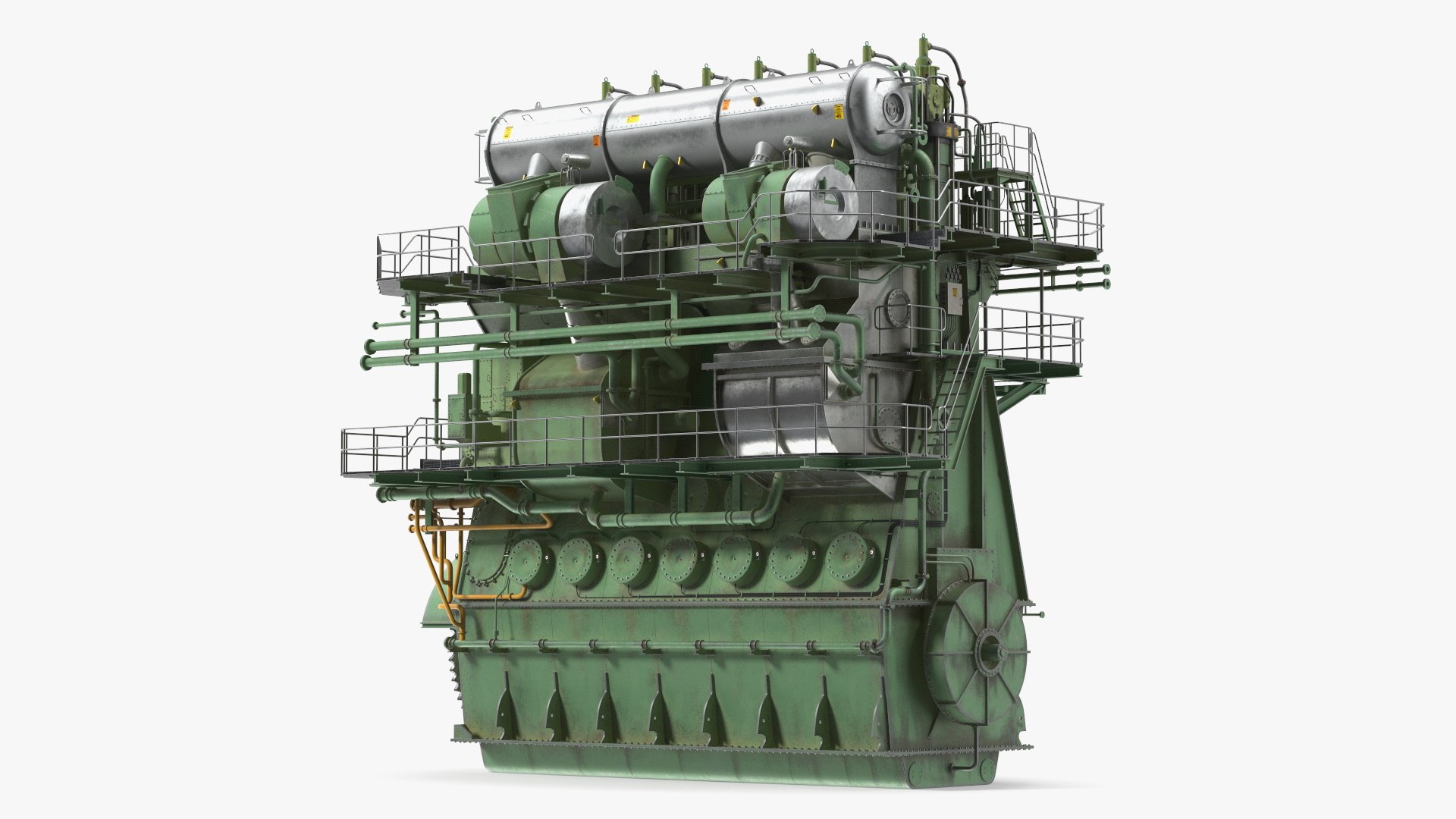 Low-Speed Marine Diesel Engine Assembly Green