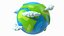 Cartoon Planet Earth with Clouds 3D model