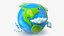 Cartoon Planet Earth with Clouds 3D model