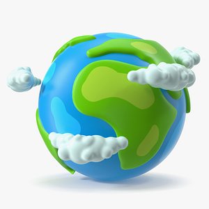 Cartoon Planet Earth with Clouds 3D model