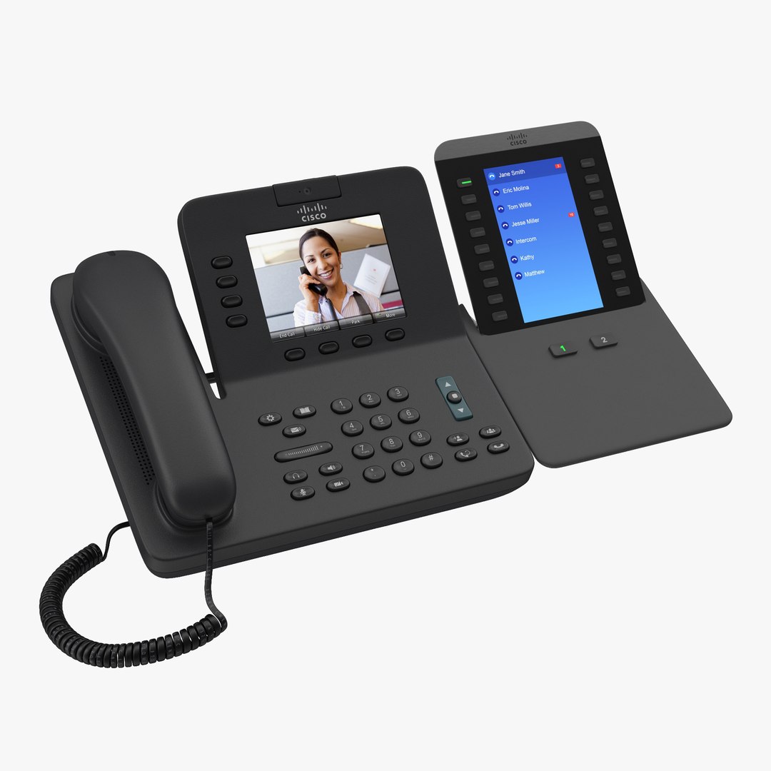 Cisco Unified IP Phone 8945 and Expansion Module 3D Model 3D model preview