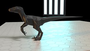 low-poly velociraptor dinosaur 3D model