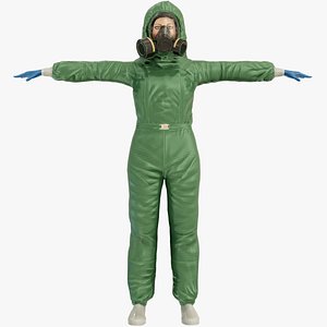 hazmat suit female worker 3D model