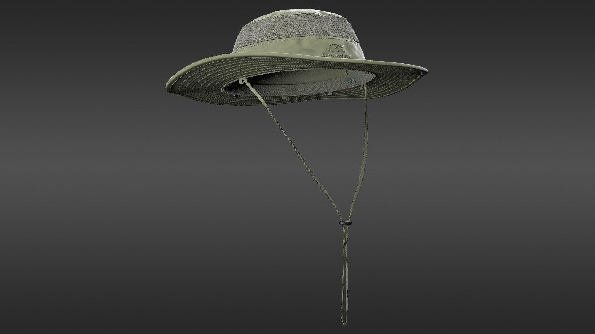 Green Outdoor Fishing Hat 3D model preview