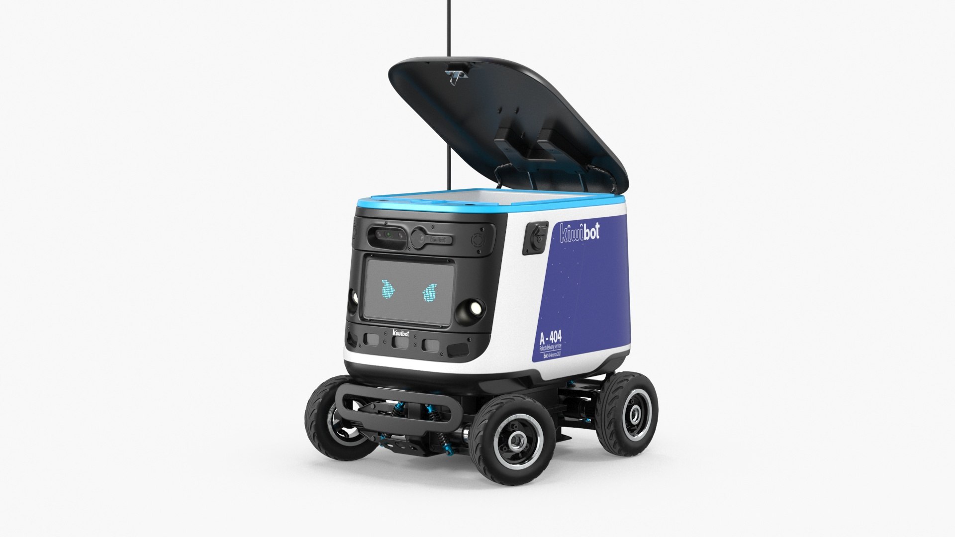 Blue Delivery Robot Kiwibot Rigged for Maya 3D model preview