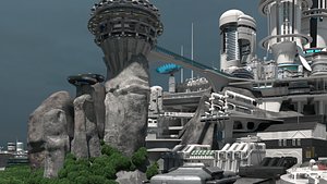 sci-fi colony buildings structures 3D