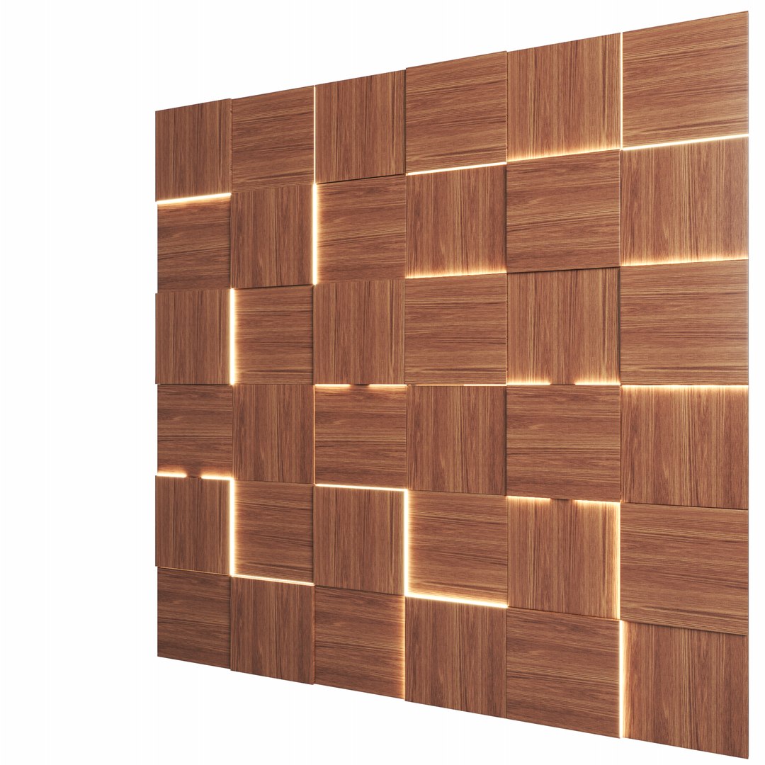 3D Wooden Wall Panels With Led Light - TurboSquid 2062199