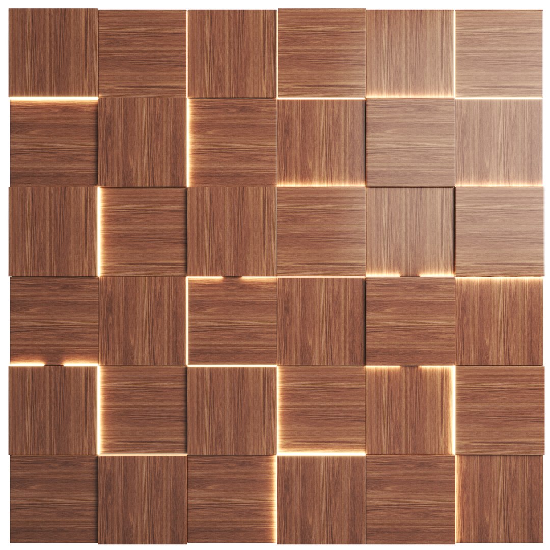 3D Wooden Wall Panels With Led Light - TurboSquid 2062199