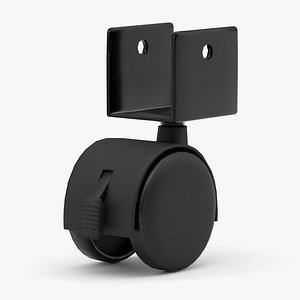 U Bracket Caster Wheel with Brake - Game Ready Low Poly
