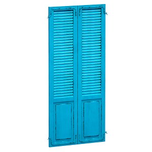Wooden shutters doors with blinds 3D model