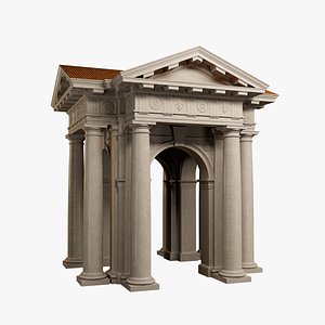 3D model Arched portico in Doric mutulary column order gazebo