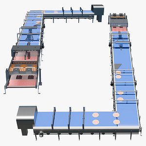 Industrial Food Processing Conveyor 3D