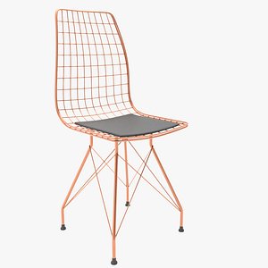3D Realistic Copper Color Wire Chair