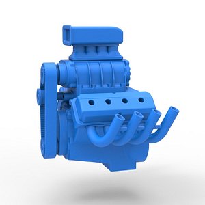 3D Engine V8 for vintage dragster Version 6 Scale 1 to 25 model