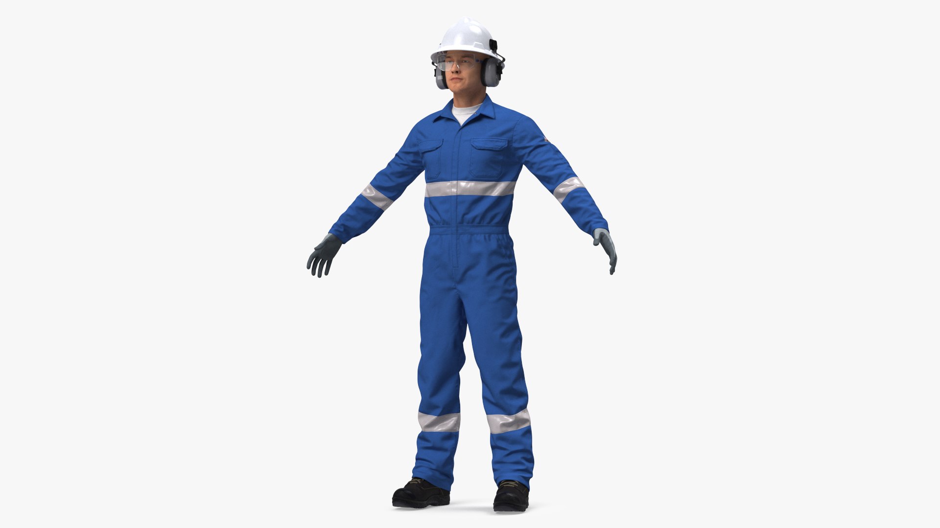 Oil Gas Worker Fully Equipped Rigged 3D model preview