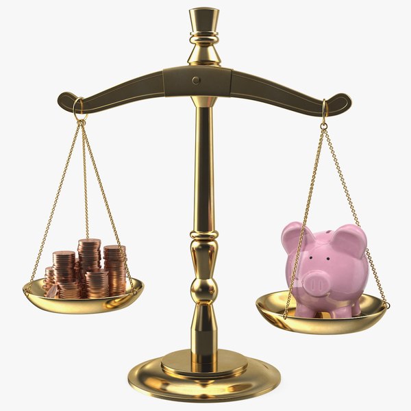 scales piggy bank coins model