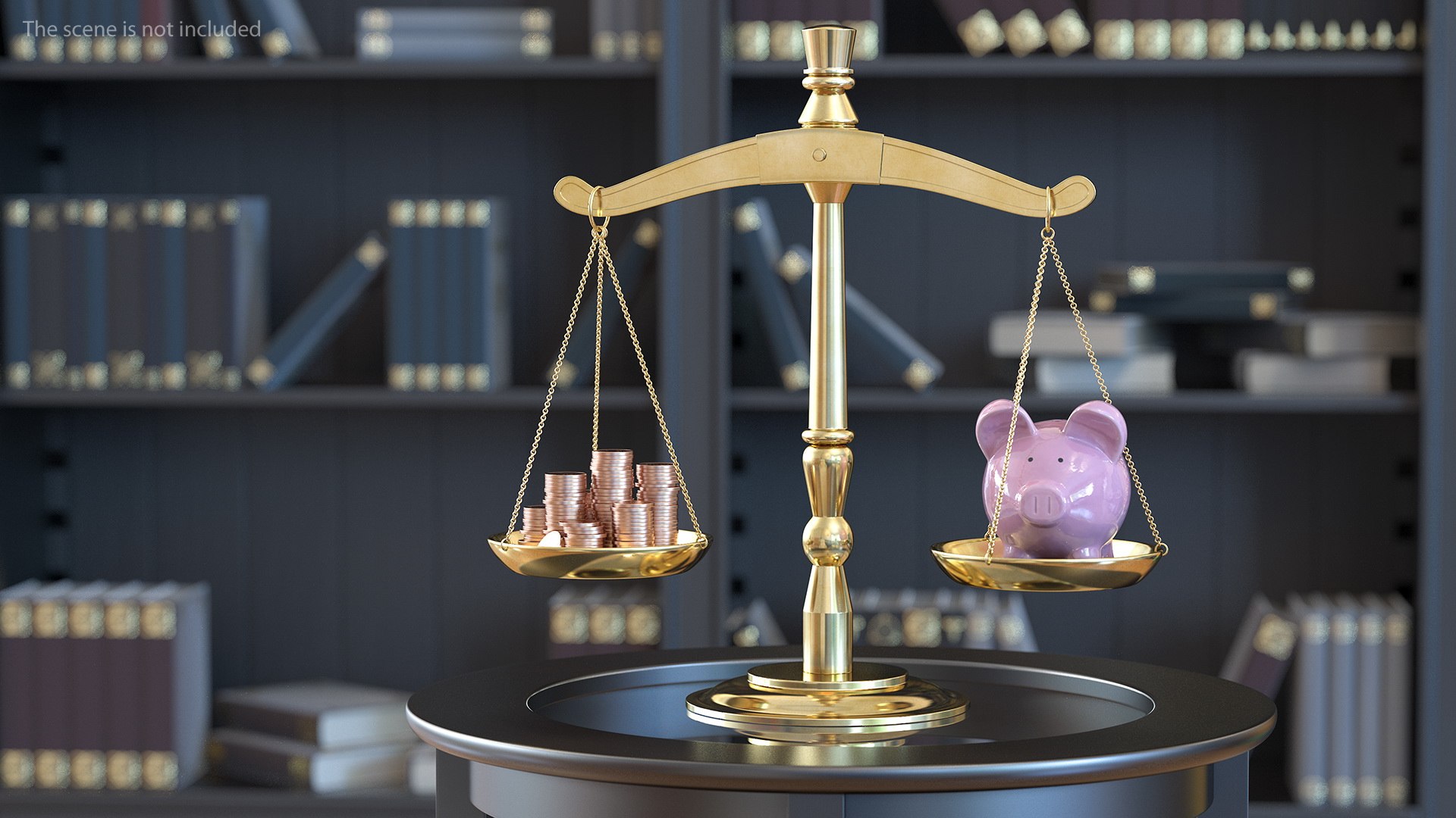Scales Piggy Bank And Coins 3D model preview