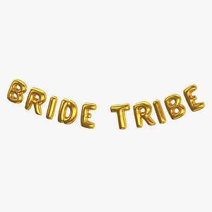 3D Foil Baloon Words Bride Tribe Gold