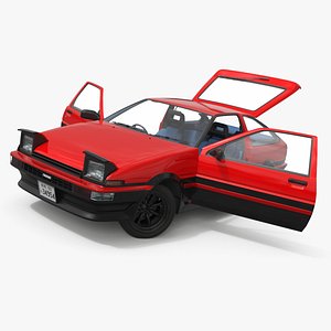3D Toyota Sprinter Trueno AE86 Red Rigged