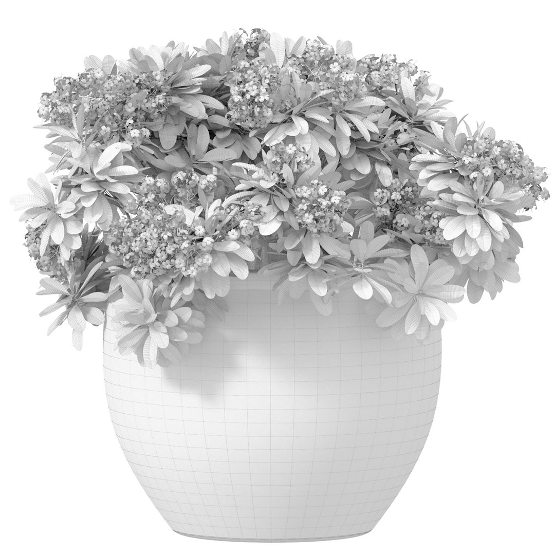 3D Bouquet Of White Flowers In A Potted Vase For Decoration ...