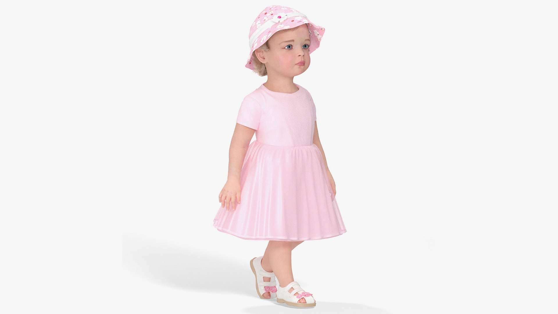 Little Girl Everyday Summer Dress Fur Rigged 3D model preview