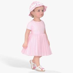 Little Girl Everyday Summer Dress Fur Rigged model