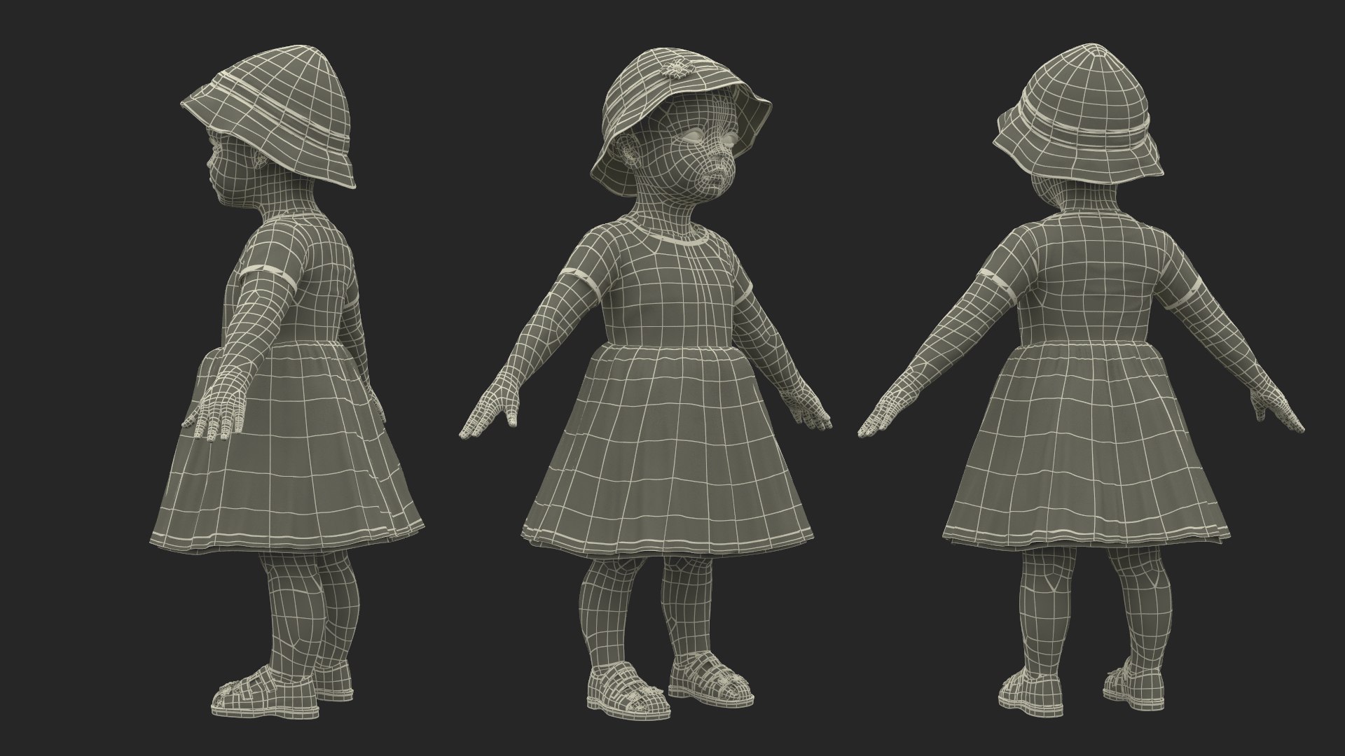Little Girl Everyday Summer Dress Fur Rigged Model - TurboSquid 2296520