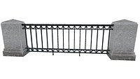 Iron fence with granite pillars