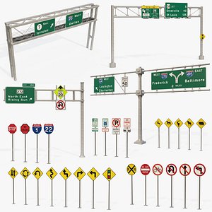 3D Highway-Road Sign Collection