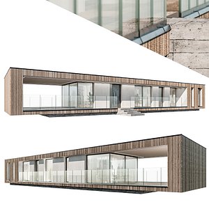 Modern house 16 at night 3D model
