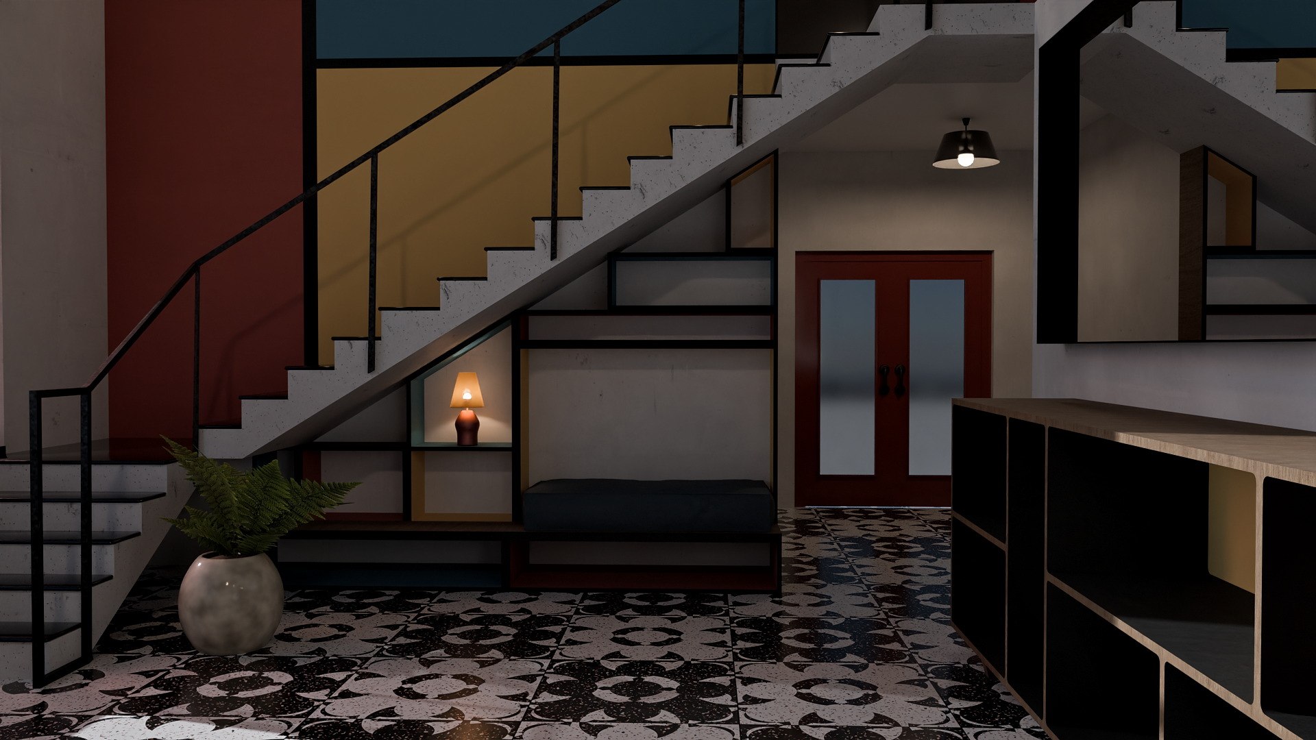 De Stijl Loft Living Area  HighQuality Interior 3D Model Cycles Ready 3D model https://p.turbosquid.com/ts-thumb/A4/BpnoVK/fI/4/jpg/1764072985/1920x1080/fit_q87/dd8e623b692479d970875c7f6273593d9da6d6f7/4.jpg