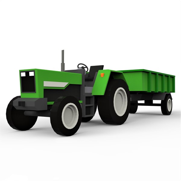 3D cartoon farm tractor trailer - TurboSquid 1539748