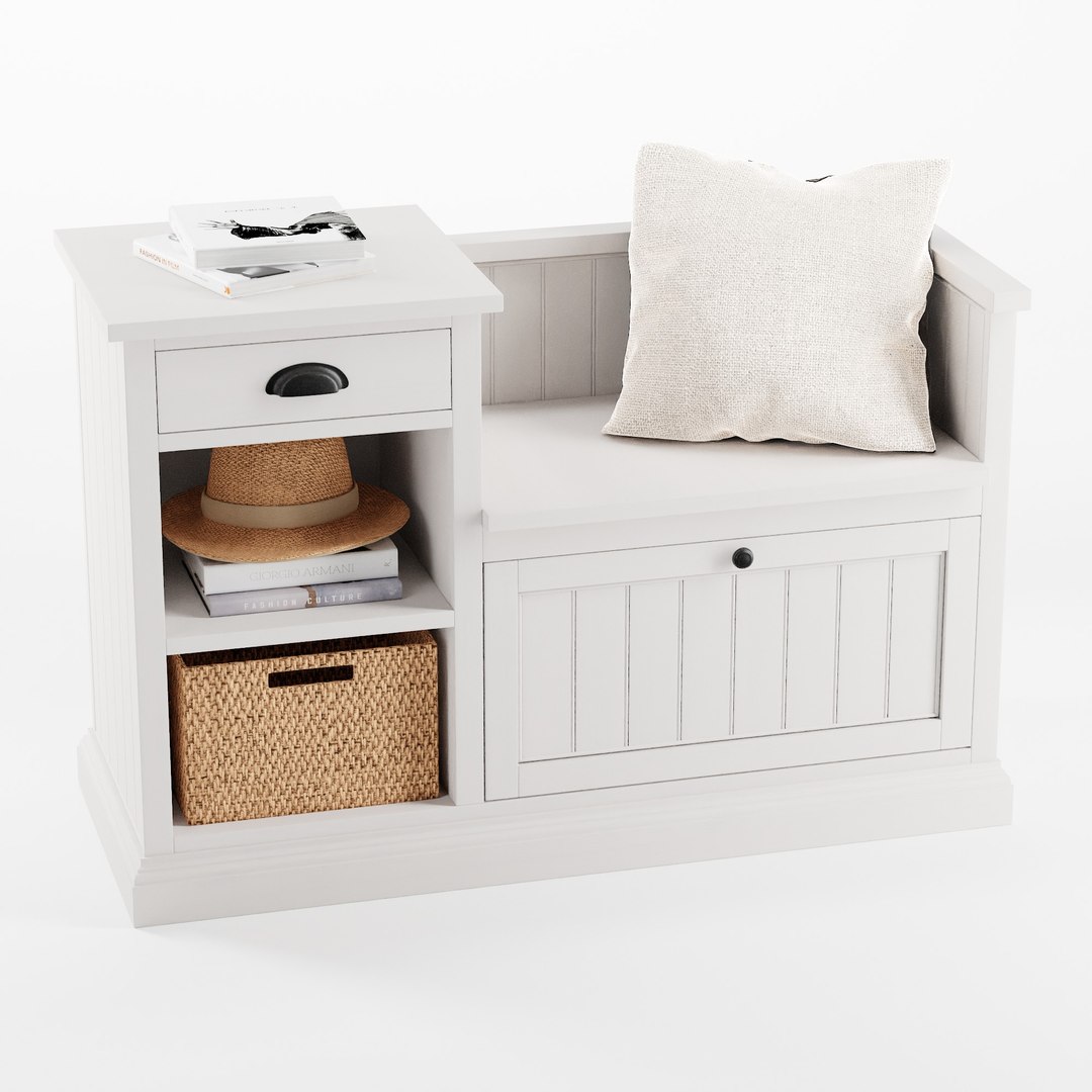 3D Aubrey Entryway Storage Bench TurboSquid 1749394