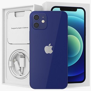 3D iphone 12 unboxed blue