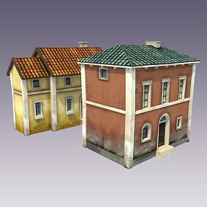 3d houses cartoon style model