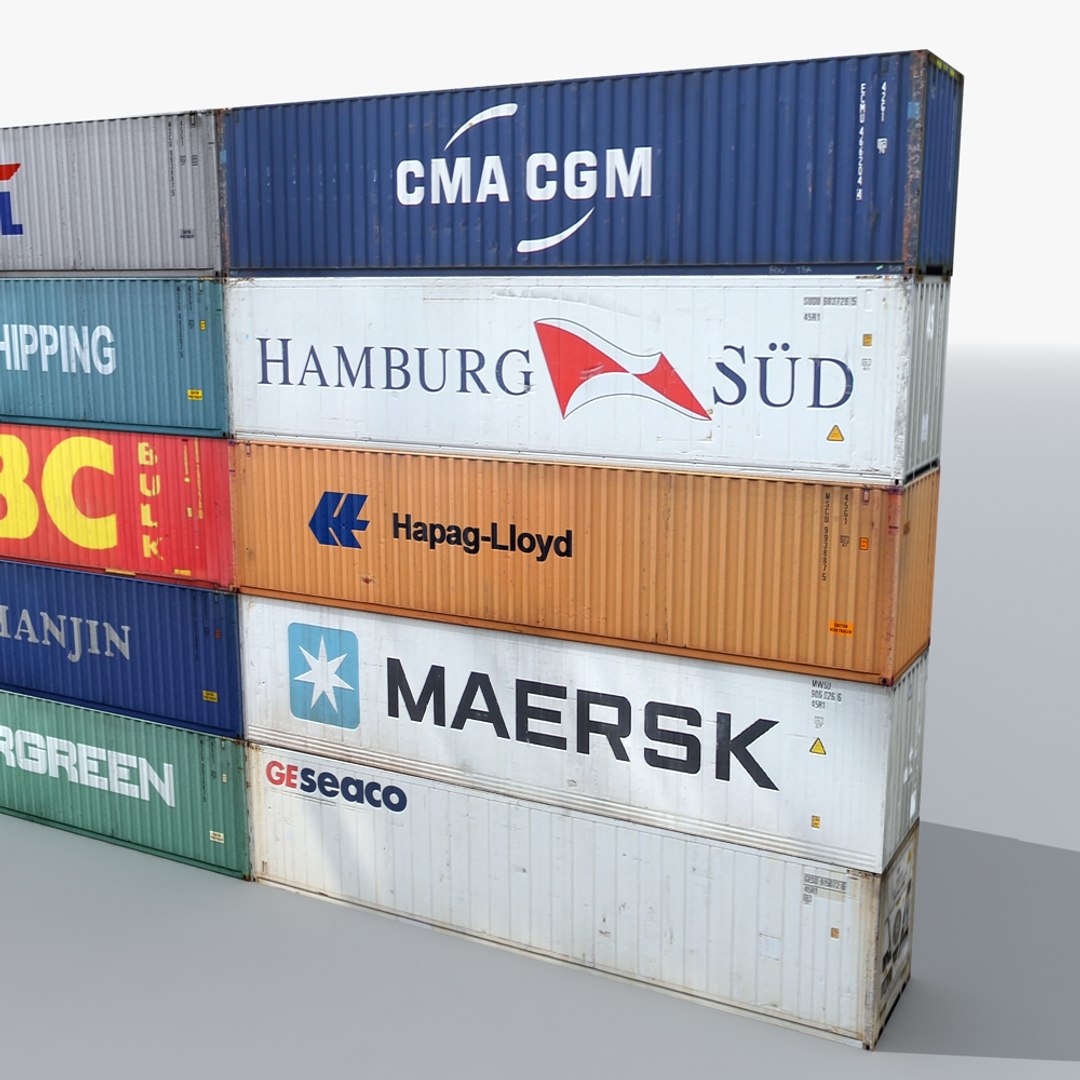 3d cargo shipping containers industrial model