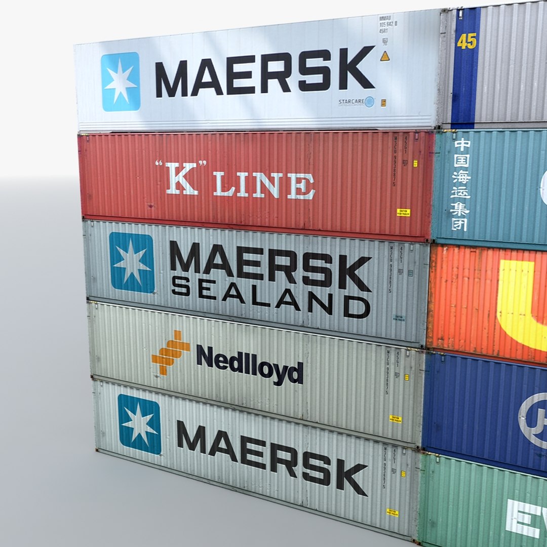 3d cargo shipping containers industrial model