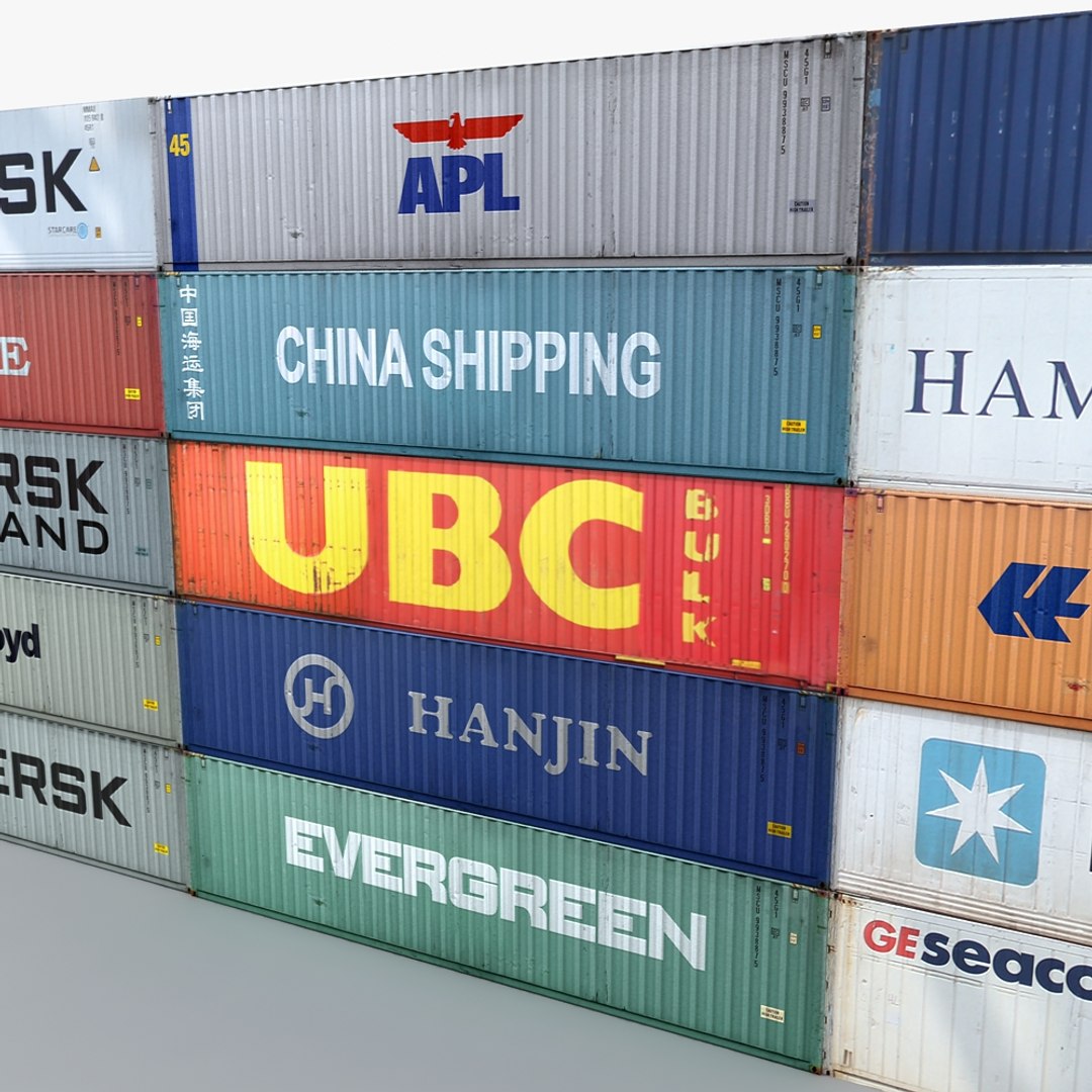 3d cargo shipping containers industrial model