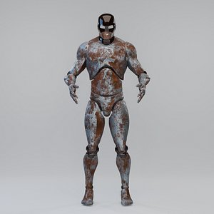 3D model Rigged Rusty Robot Character