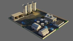 Modular Nuclear Power station - Low Poly - Game Ready - PBR 3D model