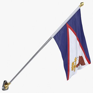 USA States american samoa Cloth Flag Wall Mount Animated Loop 3D model