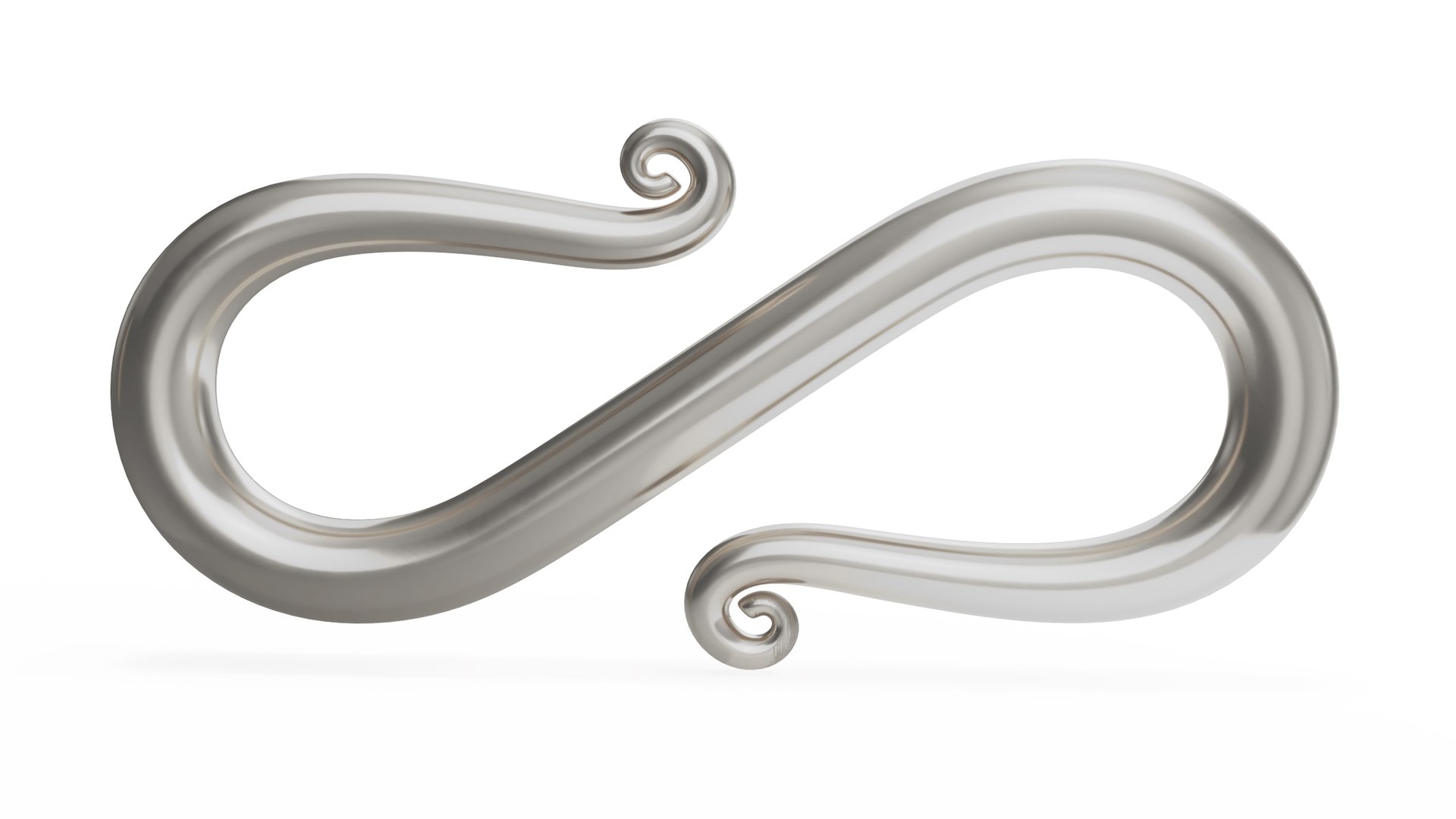 Silver S Hook Bracelet Clasp 3D model preview