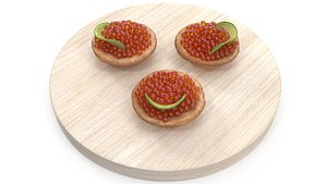 Tartlets with red caviar and lime 3D model