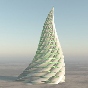 Sci-Fi Spiral Tower. Futuristic Building.